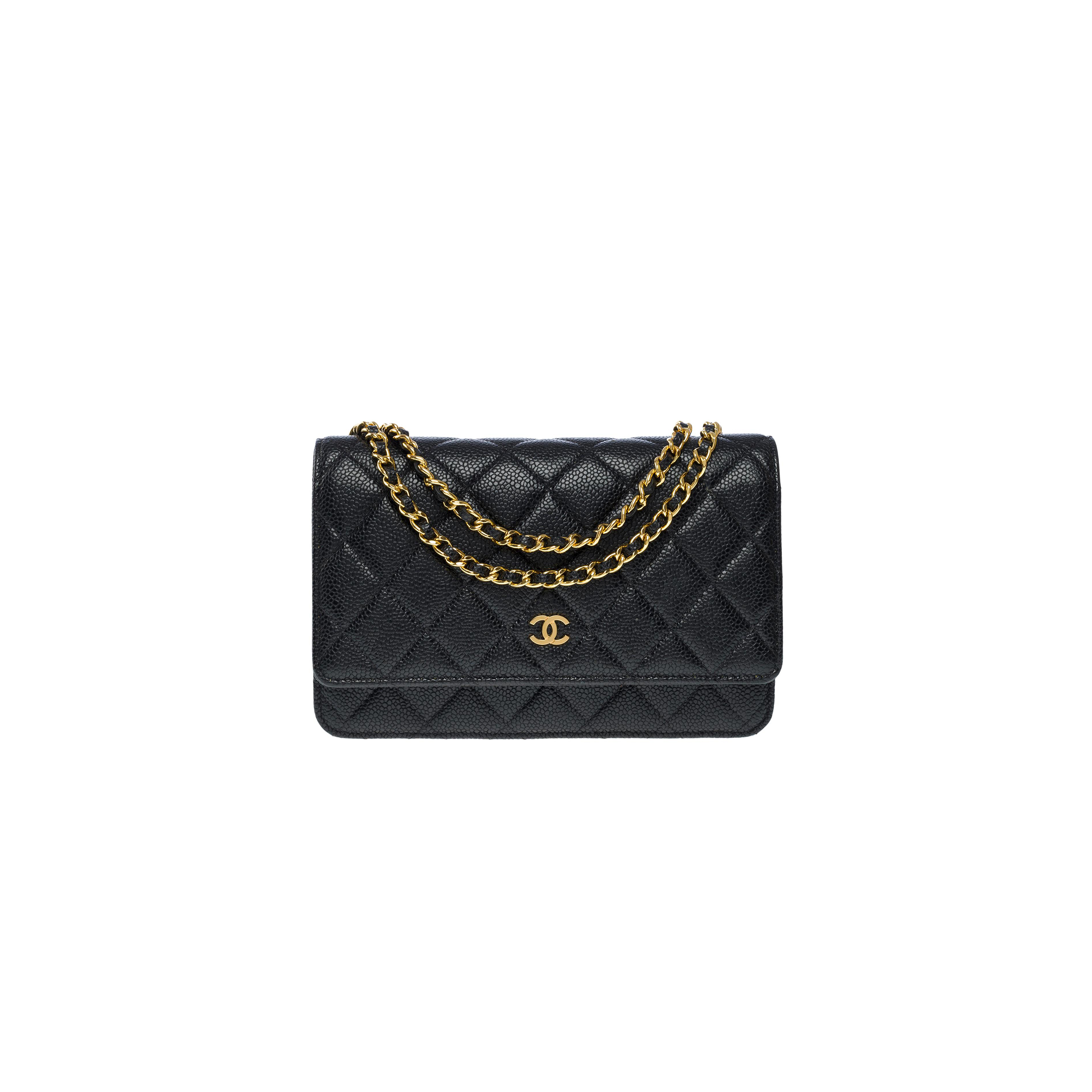 CHANEL WALLET ON CHAIN BAG IN BLACK LEATHER AS4860 (19*13*4cm)